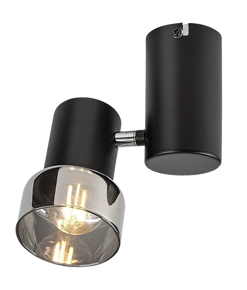 Spotlights Hatice – minimalist spotlight in black with smoked glass, Ø80mm, 1×E14