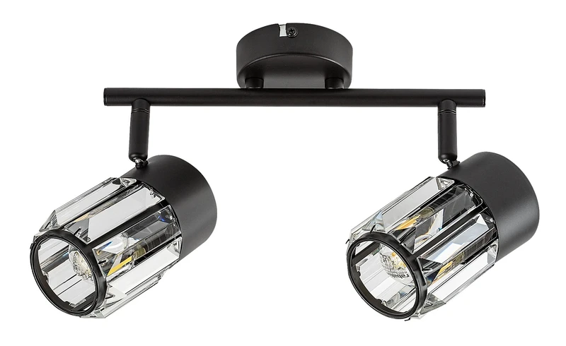 Venaro – classic spotlight in black metal with clear glass, 2×E14, 290mm