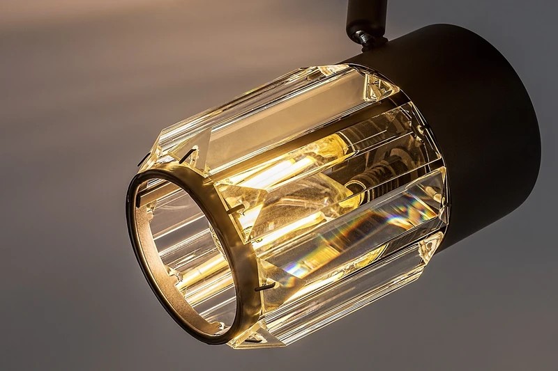 Venaro – classic spotlight in black metal with clear glass, 2×E14, 290mm