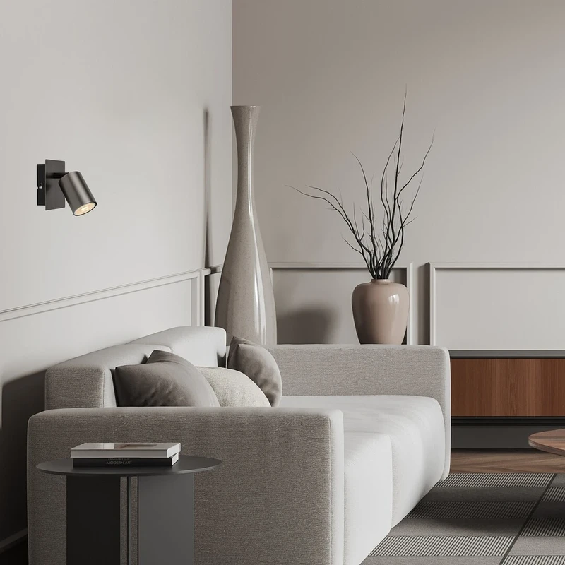 Gerhard – minimalist spotlight in colour gunmetal, Ø55mm, 1×GU10, IP20