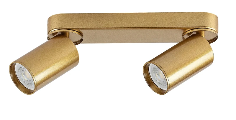 Mirina – LED spotlight in gold, 2×GU10, 260mm, IP20, minimalist design