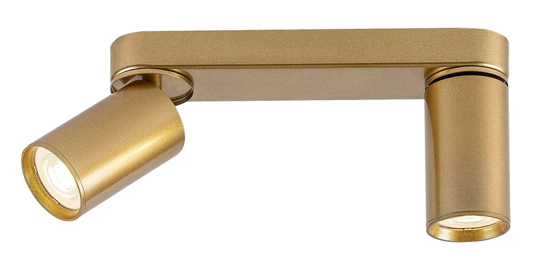 Mirina – LED spotlight in gold, 2×GU10, 260mm, IP20, minimalist design