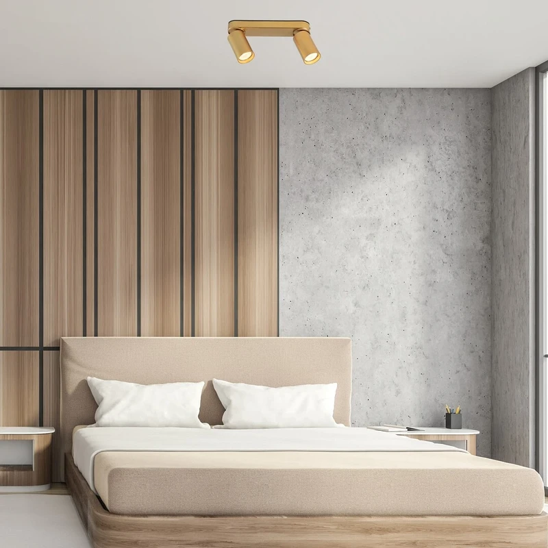 Mirina – LED spotlight in gold, 2×GU10, 260mm, IP20, minimalist design