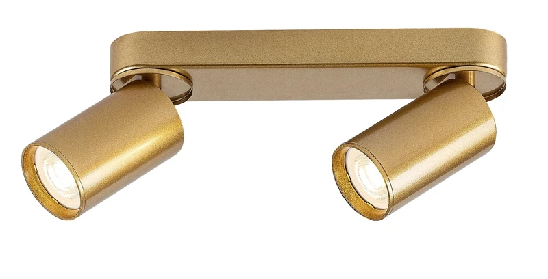 Spotlights Mirina – LED spotlight in gold, 2×GU10, 260mm, IP20, minimalist design