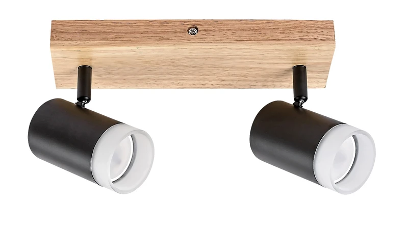 Spotlights Toras – double LED spotlight in oak with black shades, 260×120mm, 2×GU10, IP20