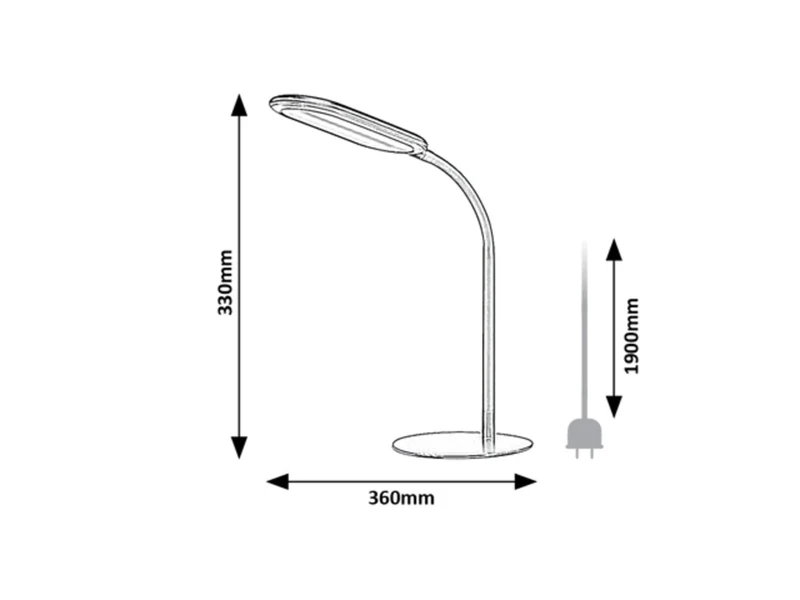 Adelmo – LED настолна лампа в черно с бял абажур, 360×330мм, 10W, 3000-6000K