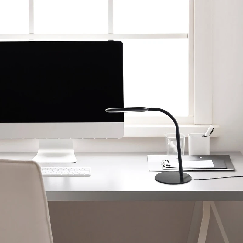 Adelmo – LED настолна лампа в черно с бял абажур, 360×330мм, 10W, 3000-6000K