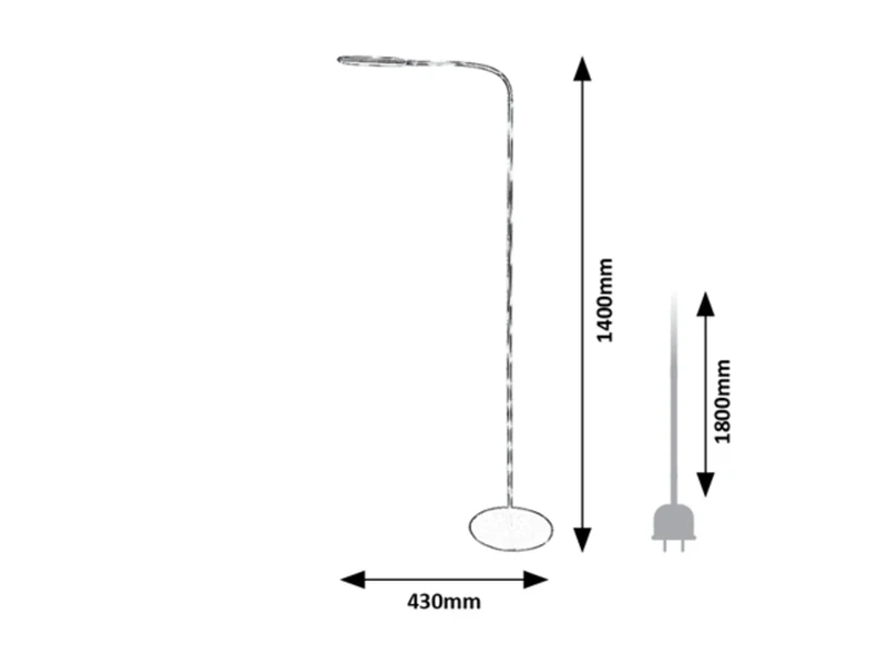 Adelmo – LED floor lamp in grey with white shade, 430×1400mm, 10W, 3000-6000K