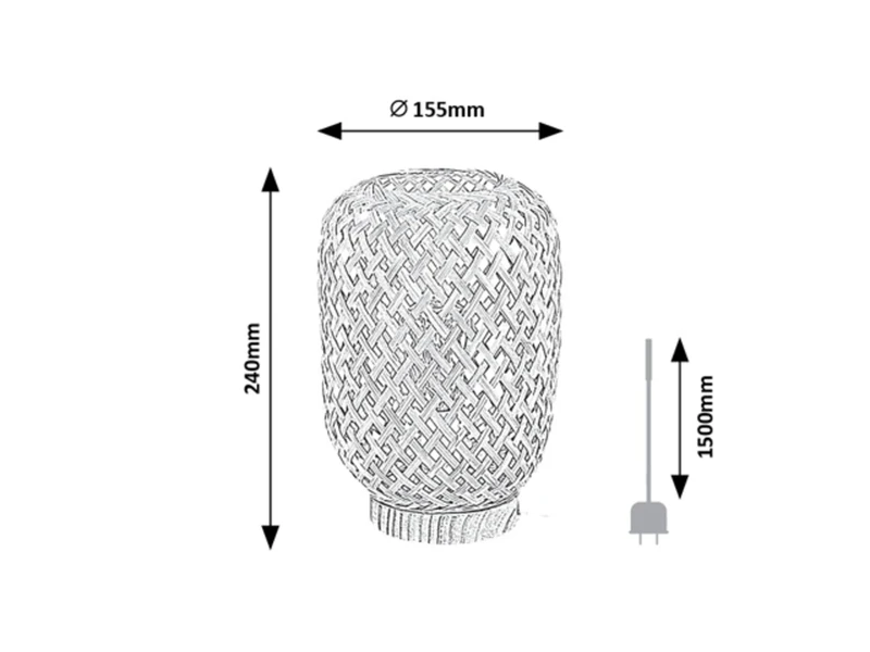 Alinafe – table lamp in natural colour, rattan shade, Ø155mm, 1×E14