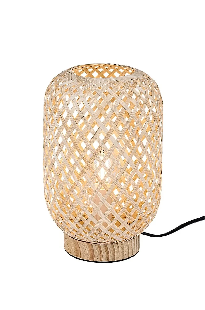 Alinafe – table lamp in natural colour, rattan shade, Ø155mm, 1×E14