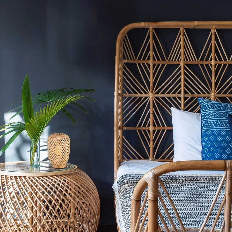 Alinafe – table lamp in natural colour, rattan shade, Ø155mm, 1×E14