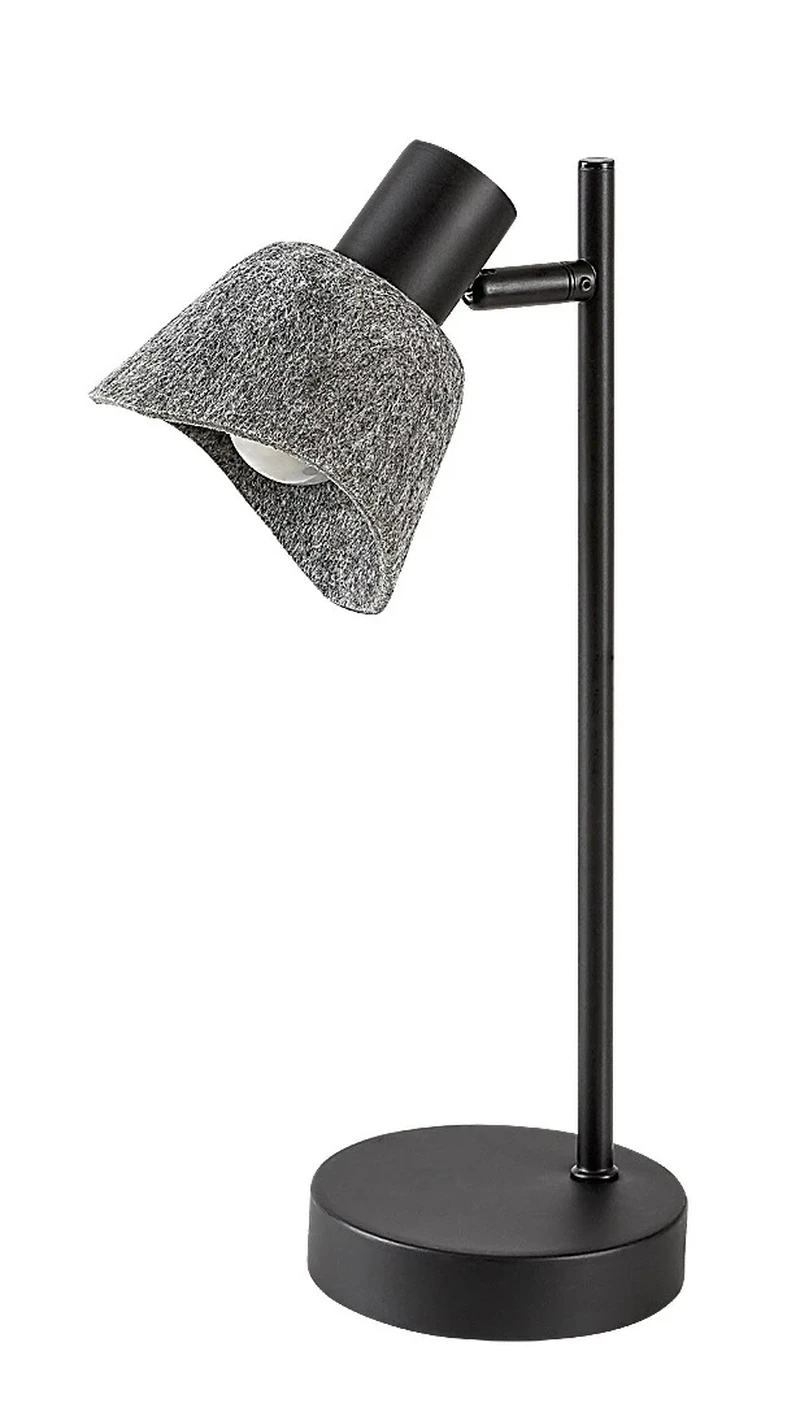 Farelia – table lamp in black with felt shade in grey, Ø110mm, 1×E14