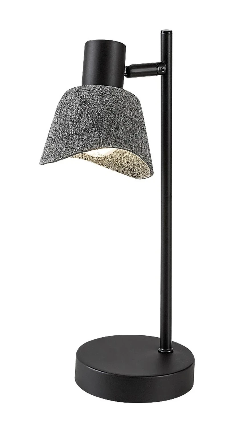 Farelia – table lamp in black with felt shade in grey, Ø110mm, 1×E14