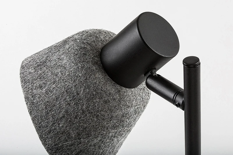 Farelia – table lamp in black with felt shade in grey, Ø110mm, 1×E14
