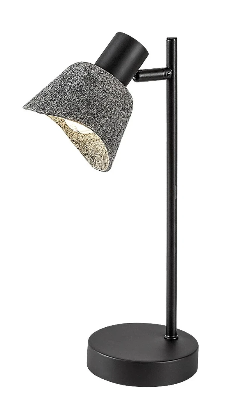 Table Lamps Farelia – table lamp in black with felt shade in grey, Ø110mm, 1×E14