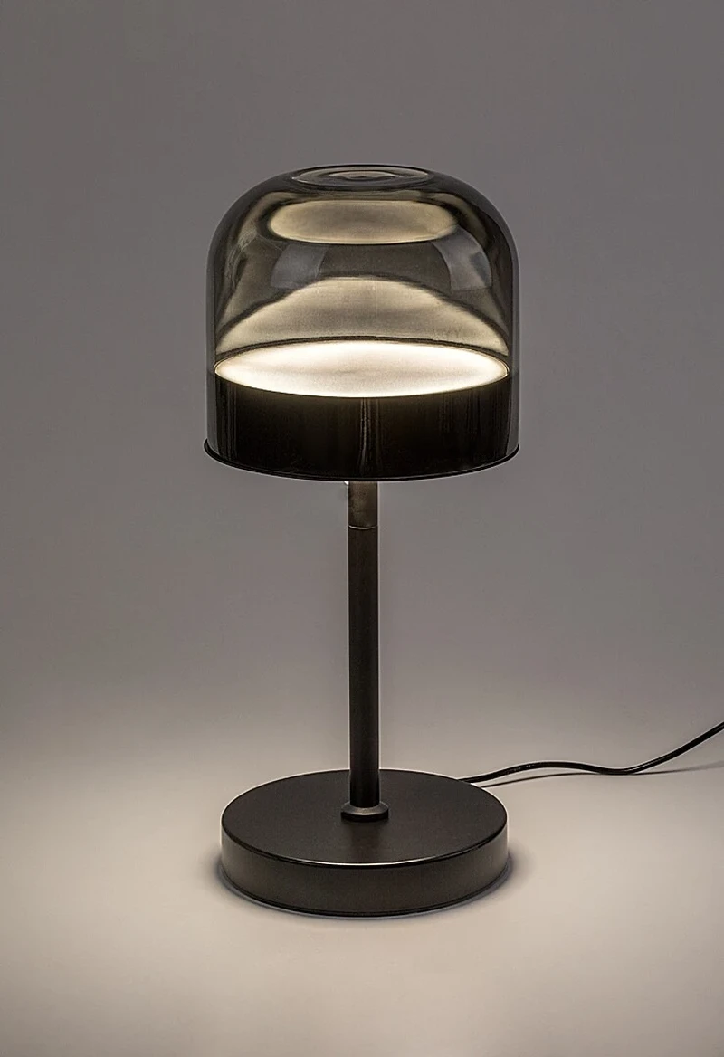 Xelira – LED настолна лампа в черно с опушено стъкло, Ø160мм, 13W, 3000-6000K