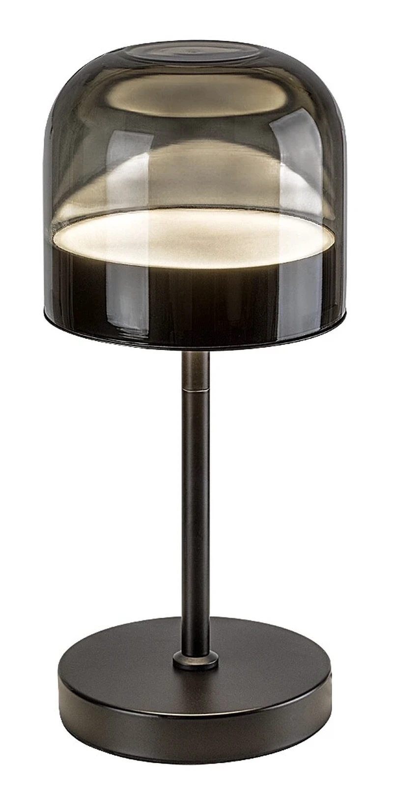 Настолни лампи Xelira – LED настолна лампа в черно с опушено стъкло, Ø160мм, 13W, 3000-6000K