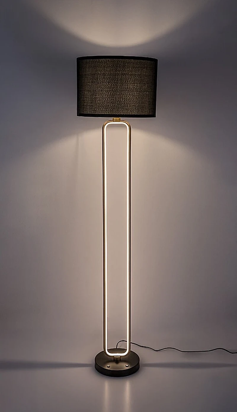 Domiro – LED лампион в златисто с черен текстилен абажур, Ø400мм, 30W, 3000K