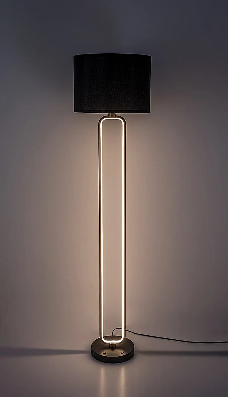 Domiro – LED лампион в златисто с черен текстилен абажур, Ø400мм, 30W, 3000K