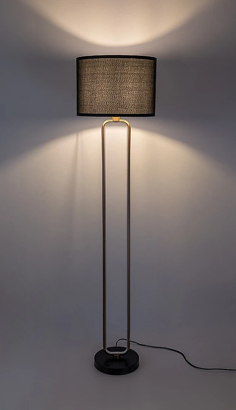 Domiro – LED лампион в златисто с черен текстилен абажур, Ø400мм, 30W, 3000K