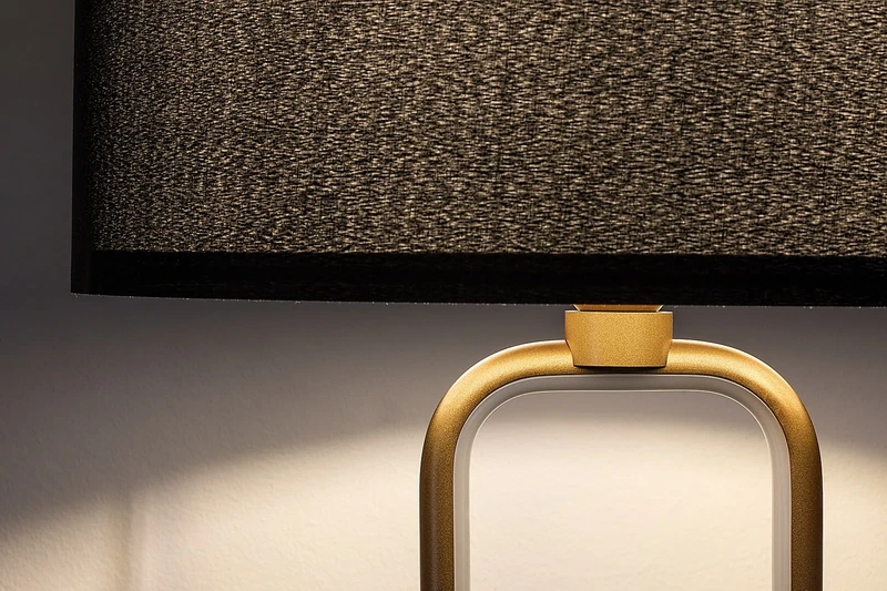 Domiro – LED лампион в златисто с черен текстилен абажур, Ø400мм, 30W, 3000K