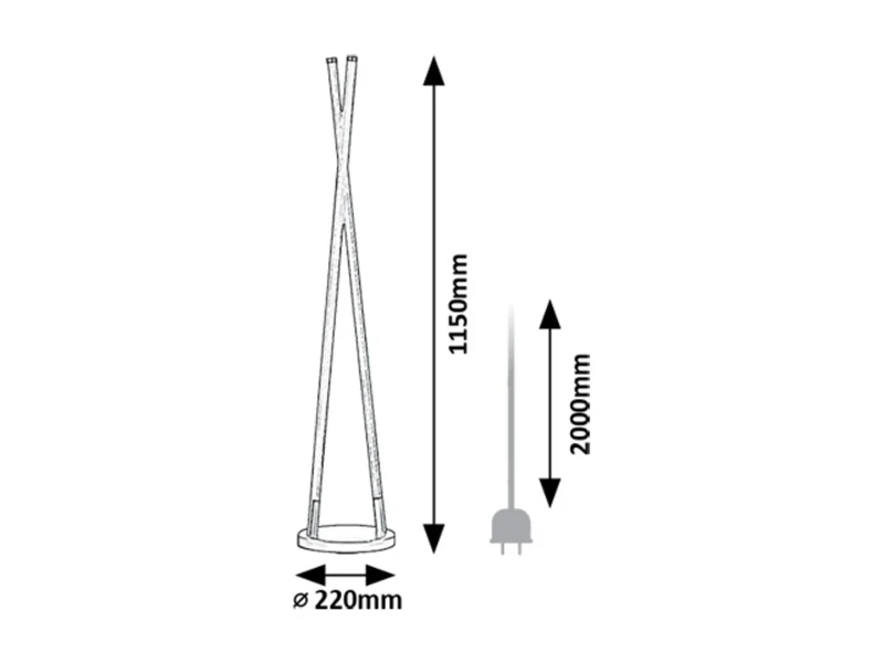 Nivaro – LED floor lamp in black with white acrylic shade, 220×1150mm, 28W, 3000K