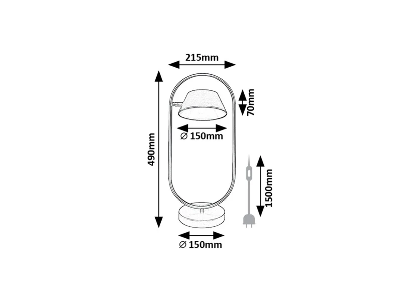 Odiss – LED настолна лампа в черно с бял абажур, 215×490мм, 6W, 3000K