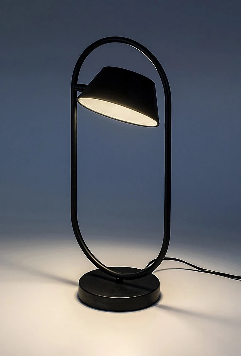 Odiss – LED настолна лампа в черно с бял абажур, 215×490мм, 6W, 3000K