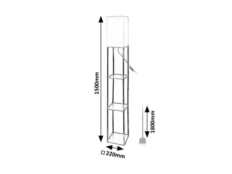 Bronn – modern floor lamp in black with white fabric shade, 1500mm, 1×E27
