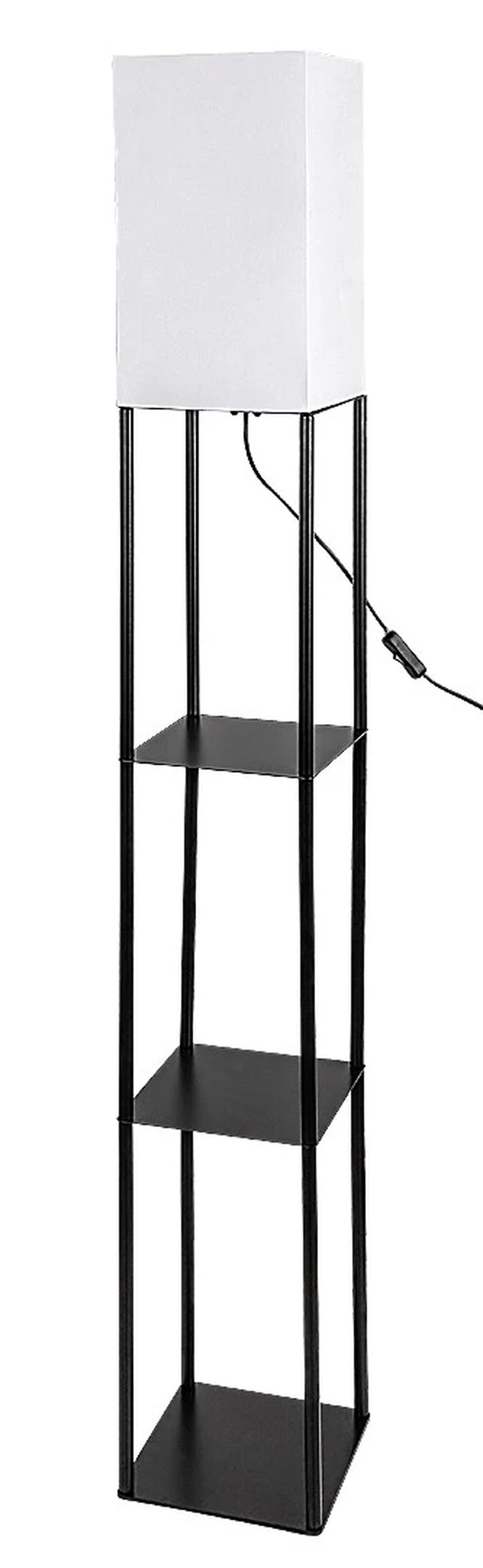 Floor Lamps Bronn – modern floor lamp in black with white fabric shade, 1500mm, 1×E27
