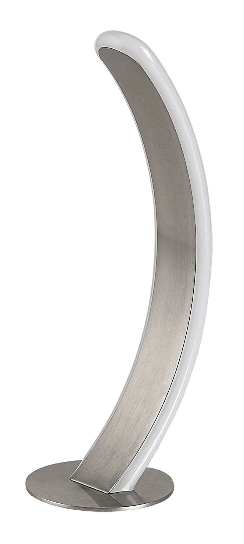Jarnelle – LED настолна лампа в сатениран хром с бял абажур, Ø125мм, 12W, 3000K