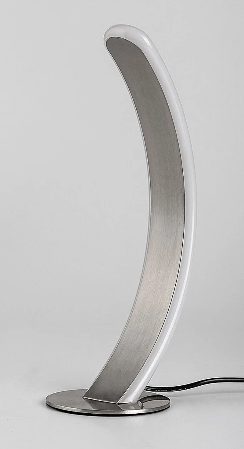 Jarnelle – LED настолна лампа в сатениран хром с бял абажур, Ø125мм, 12W, 3000K