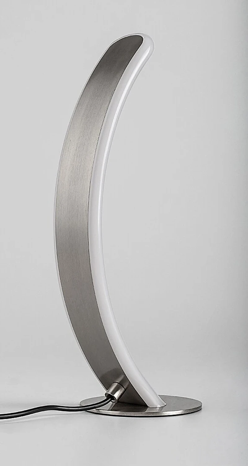 Jarnelle – LED настолна лампа в сатениран хром с бял абажур, Ø125мм, 12W, 3000K