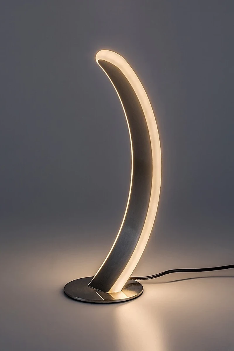 Jarnelle – LED настолна лампа в сатениран хром с бял абажур, Ø125мм, 12W, 3000K