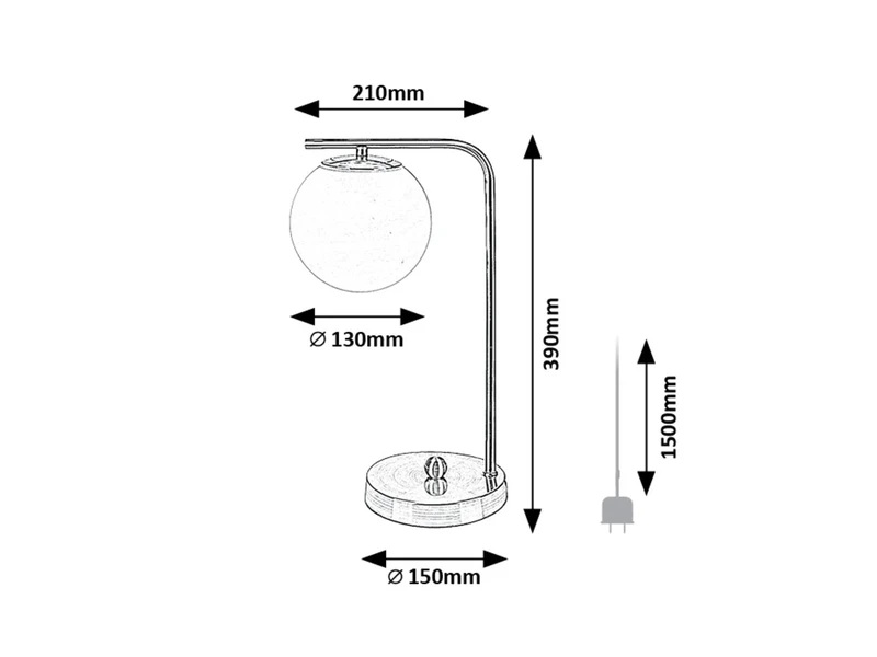 Kiara – table lamp in gold with white glass shade, Ø130mm, 1×E27