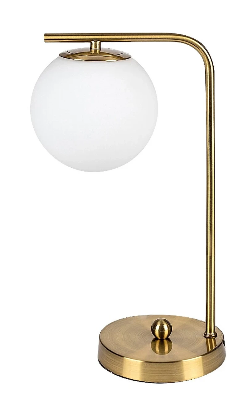 Kiara – table lamp in gold with white glass shade, Ø130mm, 1×E27