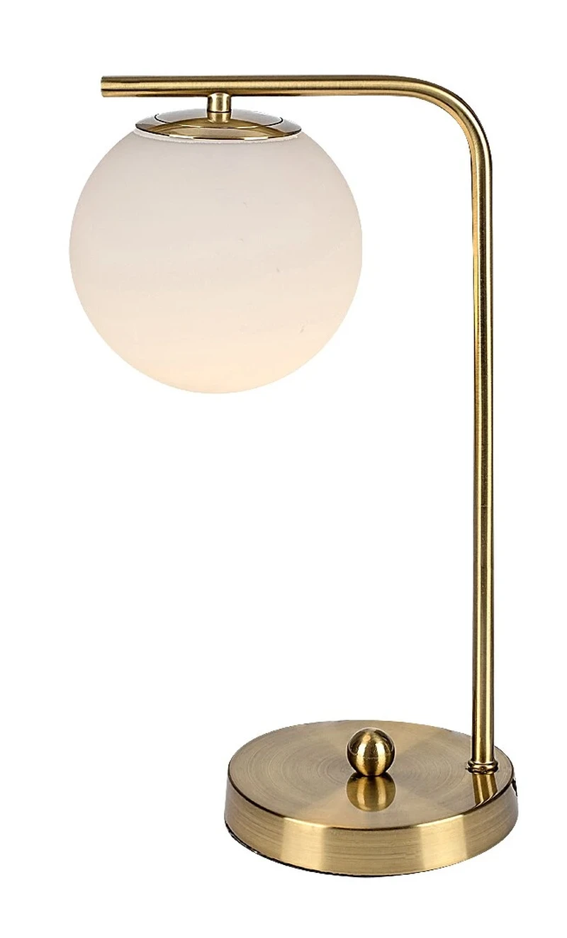 Table Lamps Kiara – table lamp in gold with white glass shade, Ø130mm, 1×E27