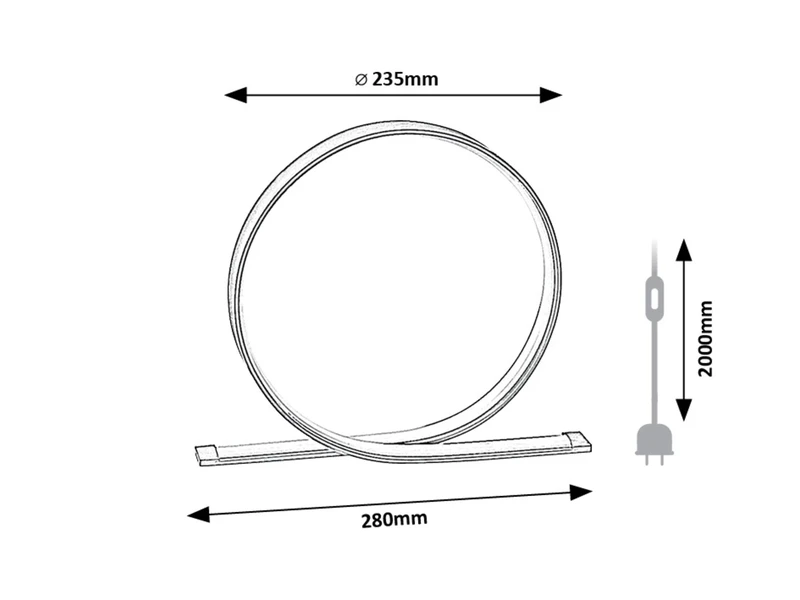 Azula – LED table lamp in black with white shade, Ø235mm, 5W, 4000K