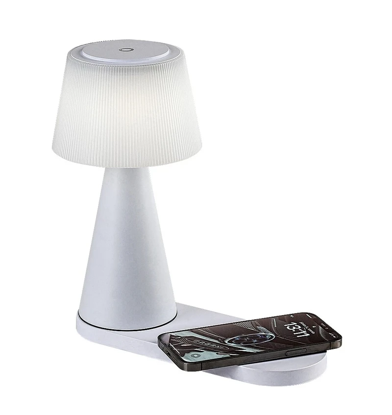 Zavier – LED настолна лампа в бяло с тъч димиране, Ø130мм, 5W, 3000-5000K