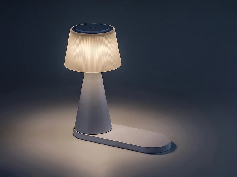 Zavier – LED настолна лампа в бяло с тъч димиране, Ø130мм, 5W, 3000-5000K