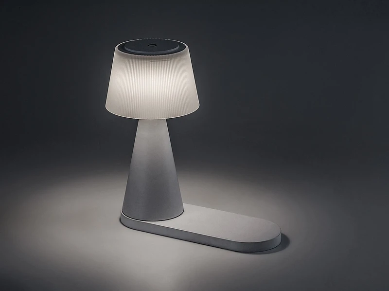 Zavier – LED настолна лампа в бяло с тъч димиране, Ø130мм, 5W, 3000-5000K