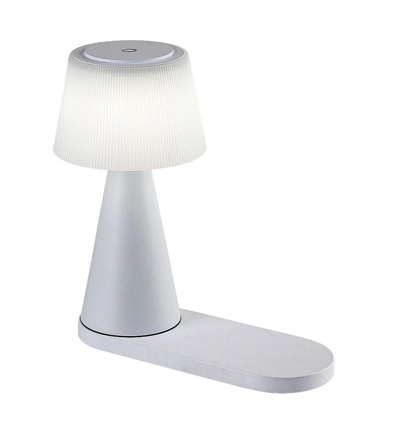 Настолни лампи Zavier – LED настолна лампа в бяло с тъч димиране, Ø130мм, 5W, 3000-5000K
