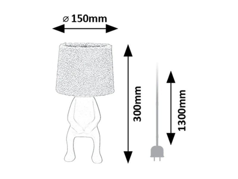 Smurfy – decorative table lamp in cream, ceramic/fabric, Ø150mm, 1×E14