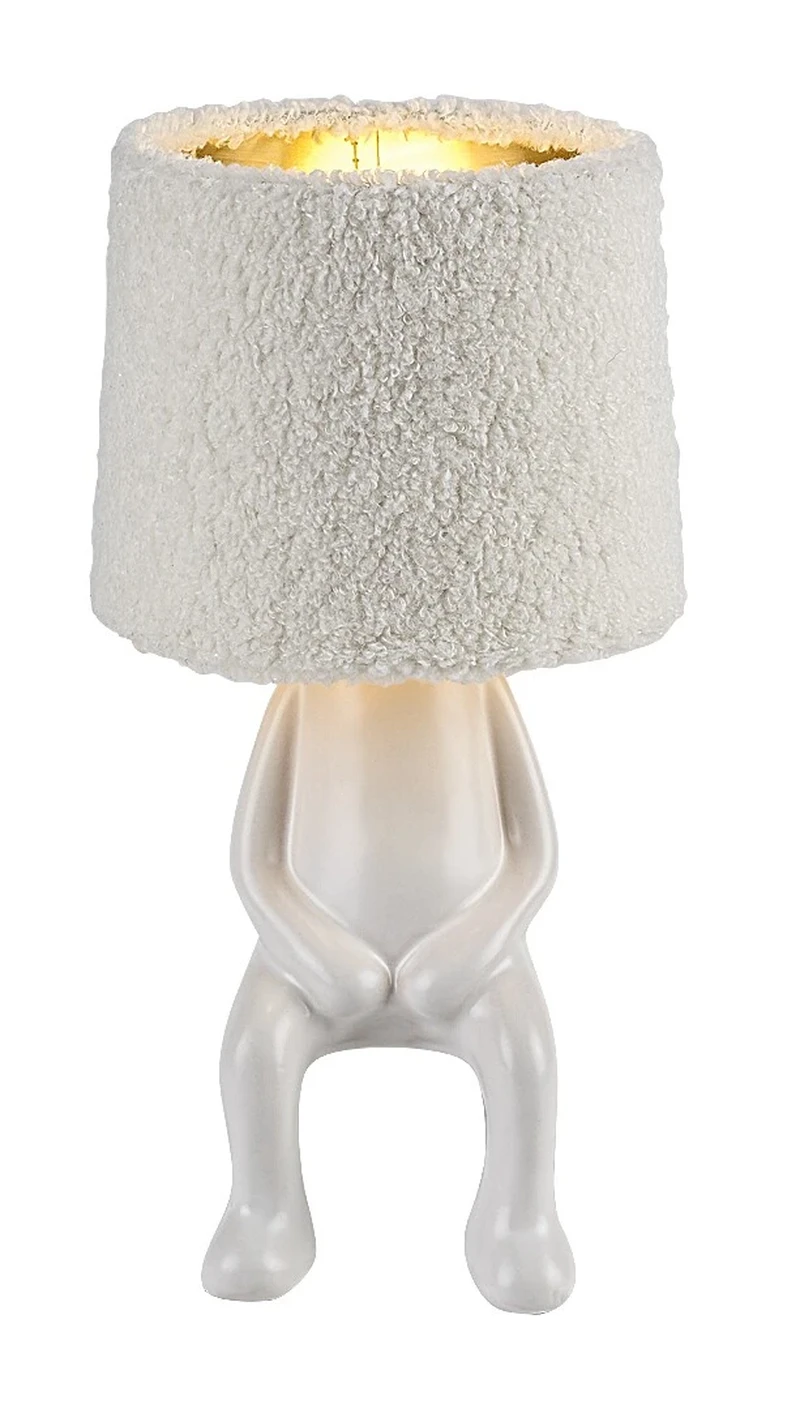 Table Lamps Smurfy – decorative table lamp in cream, ceramic/fabric, Ø150mm, 1×E14