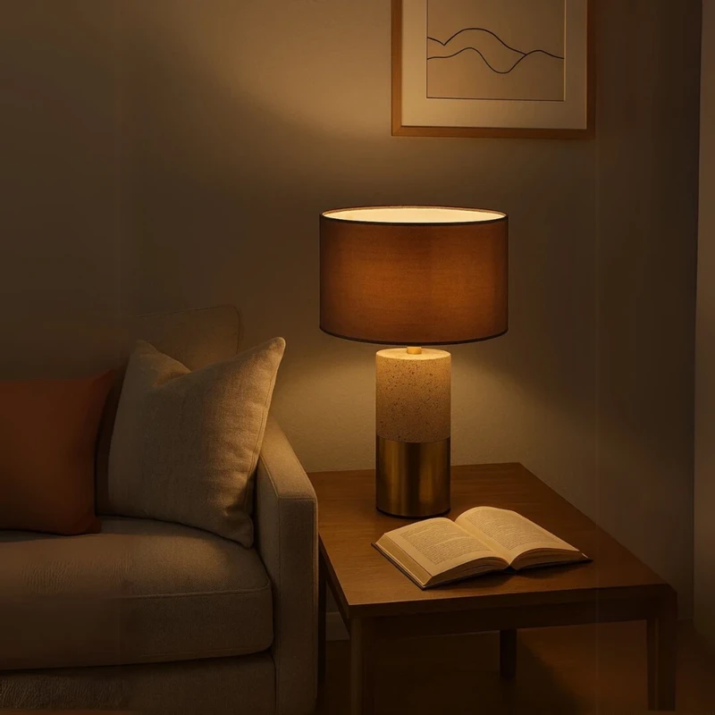 Yelda – decorative table lamp in brown/gold, Ø330mm, 1×E27