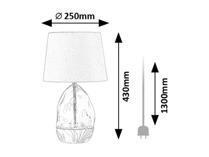 Apolonia – decorative table lamp in white, glass/fabric, Ø250mm, 1×E27