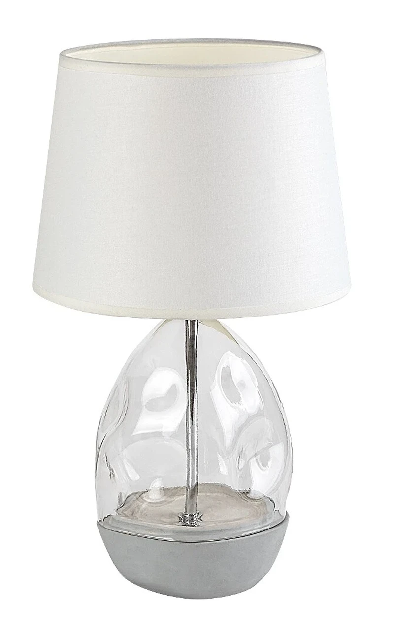 Apolonia – decorative table lamp in white, glass/fabric, Ø250mm, 1×E27