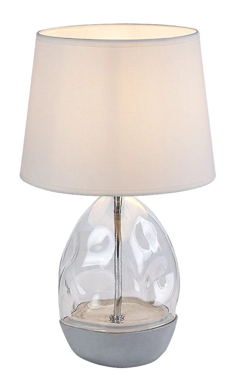 Table Lamps Apolonia – decorative table lamp in white, glass/fabric, Ø250mm, 1×E27