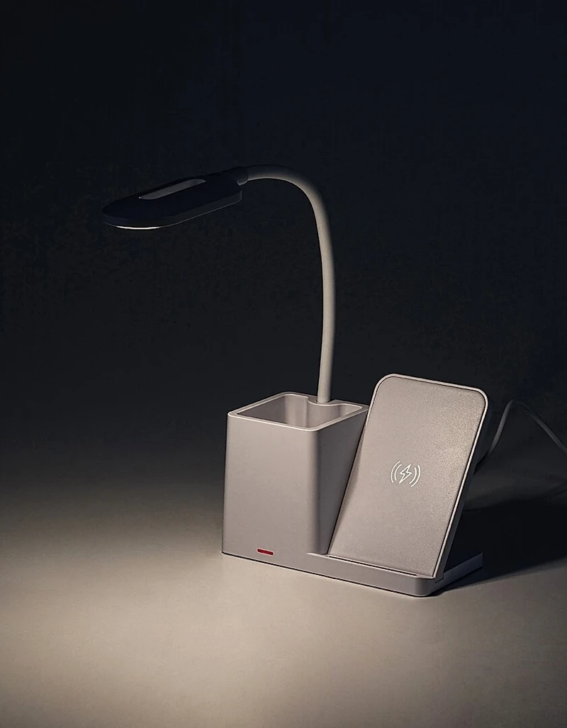Cerie – LED настолна лампа в бяло с безжично зареждане, 150×305мм, 200lm, 3000-6500K