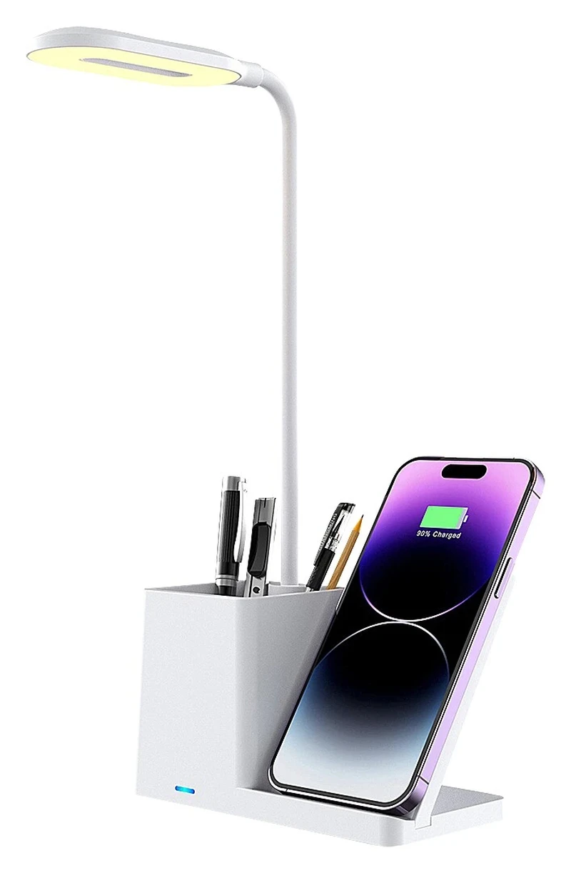 Cerie – LED настолна лампа в бяло с безжично зареждане, 150×305мм, 200lm, 3000-6500K